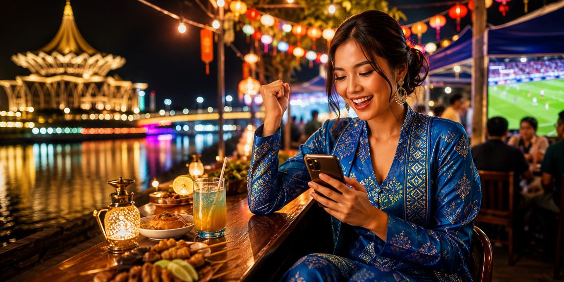 Pemain Kuching berbaju kurung mengunakan kasino mudah alih untuk roulette g3010