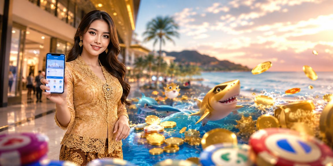 Pengguna Langkawi bermain permainan memancing dalam talian berbaju kebaya